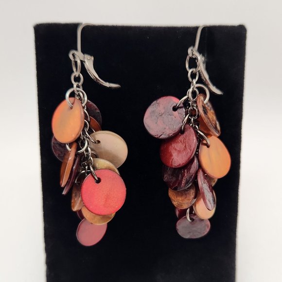 Joan Rivers Dangling Layer Round Shell Earrings #660 - Picture 3 of 16